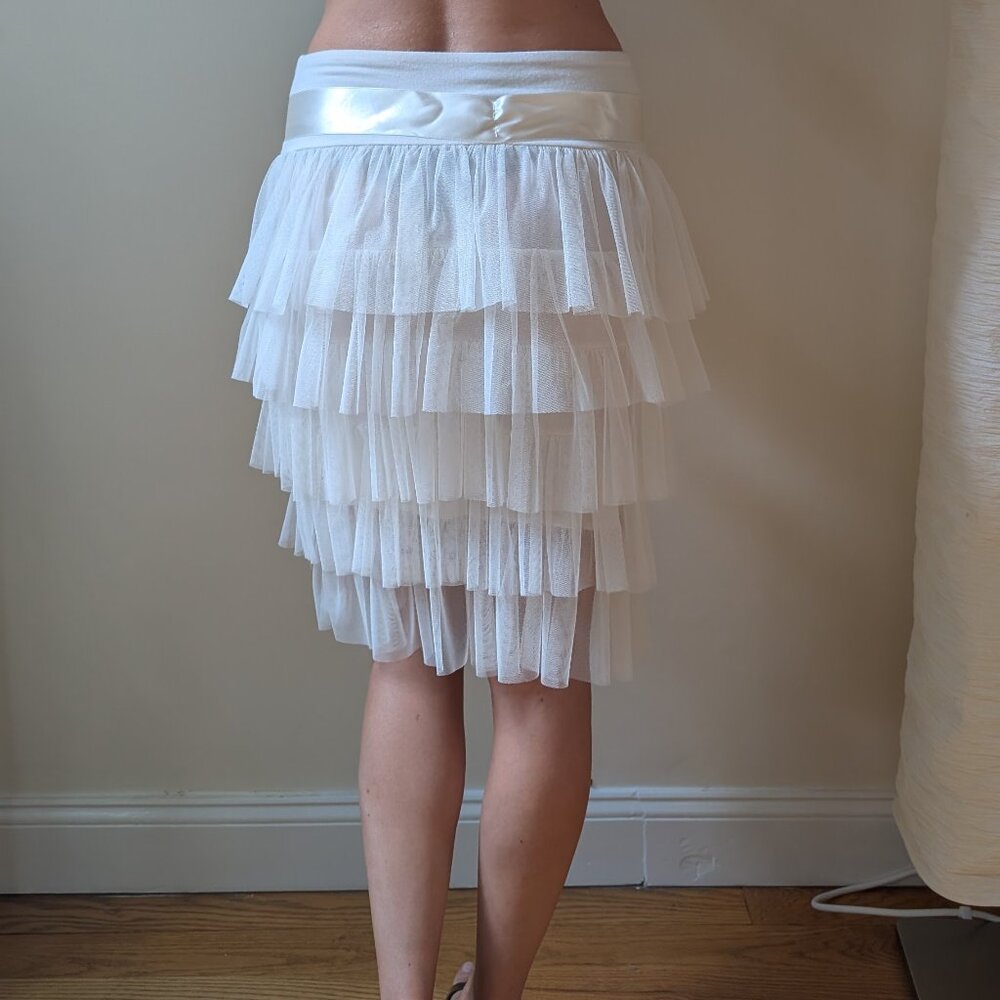 Rinascimento Ivory Layered Tulle Cocktail Skirt with Ribbon Bow Size M Italy - Picture 13 of 16